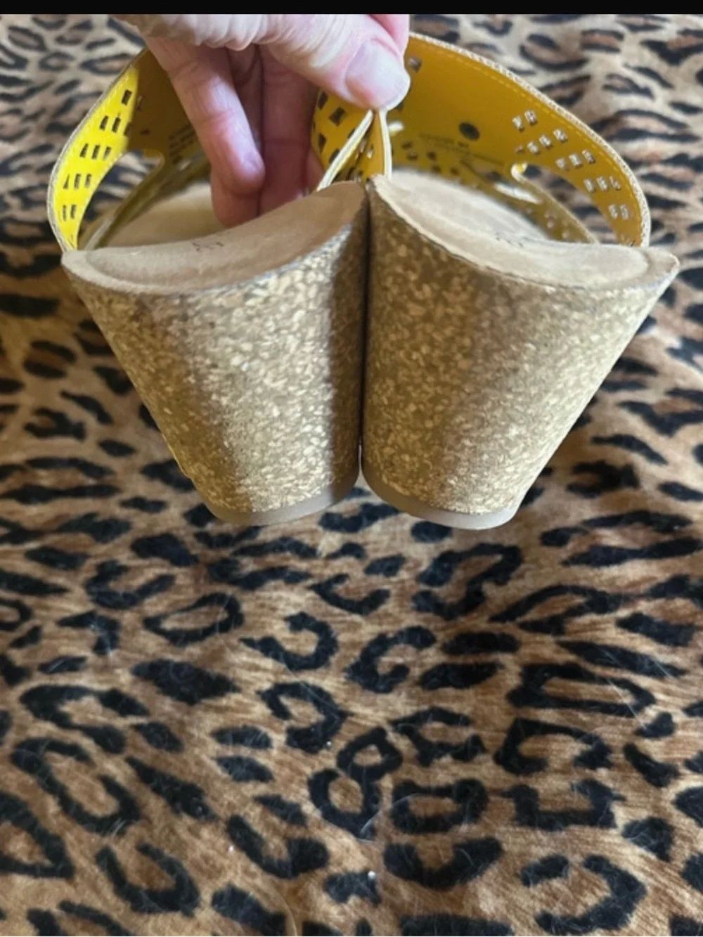 Yellow Annie Comfort Floral Leather Slide Sandals